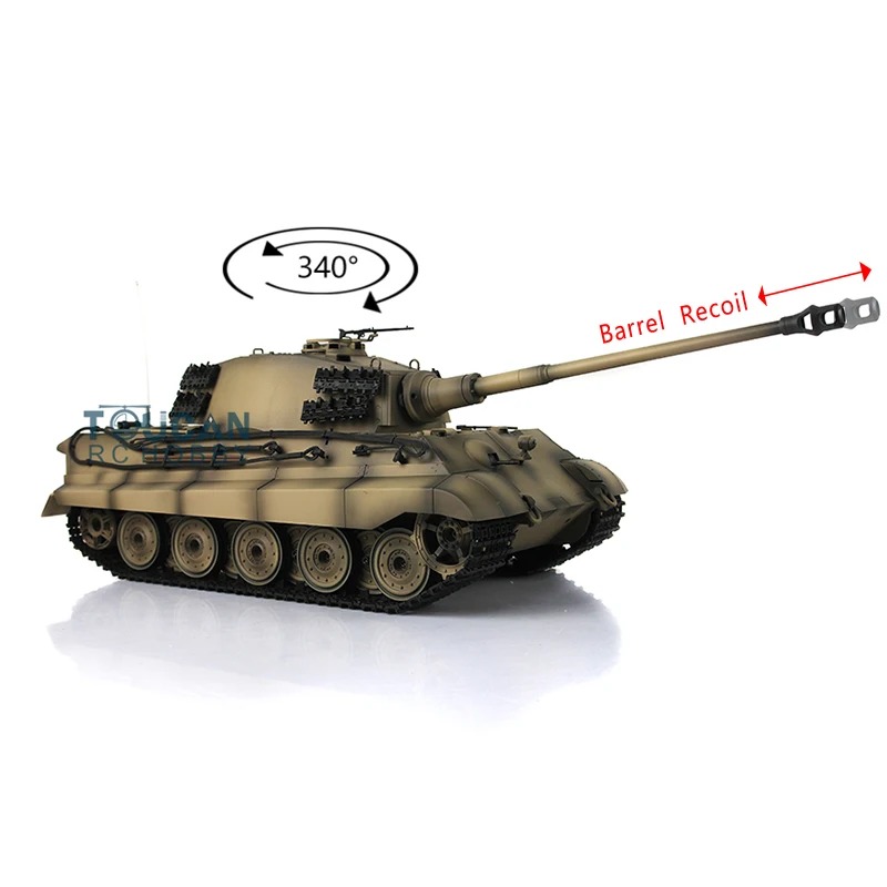 Gifts 2.4G HENG LONG 1/16 RC Tank 7.0 Plastic German King Tiger Barrel Recoil RTR 3888A Controlled Panzer TH17560-SMT4