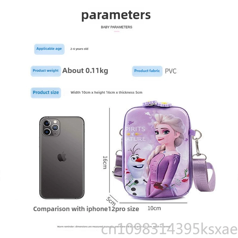 Tas Samping Disney Frozen untuk Anak Perempuan Tas Bahu Kawaii Dompet Anak Tahan Air PVC Tas Putri Ukuran Mini Portabel Ringan
