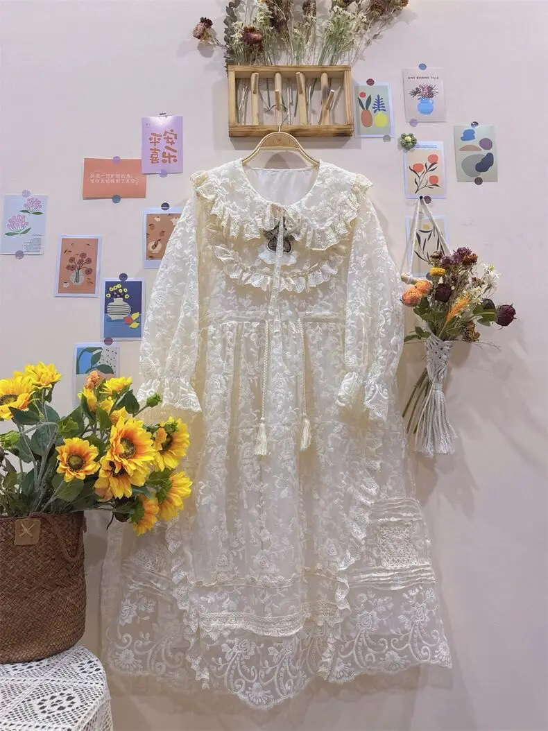 

Spring Summer Sweet Fresh Style Long Sleeve Eugenia Dress Embroidered Lolita Dress Fairy Princess Dress