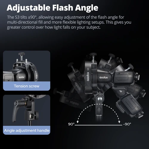 Imagen 2 del producto Nuevo soporte Godox S3 Bowens Mount Flash tipo S para Godox V1 V860 AD200 AD100PRO AD300PRO Speedlite Flash Snoot Softbox