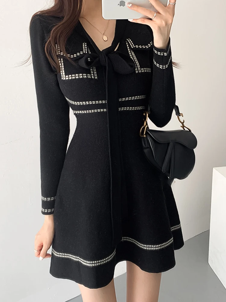 New Fashion Autumn Winter Knitted Short Dress Women Ladies Clothing Sweater Long Sleeve Skinny Slim Mini Mujer Stretchy Vestidos