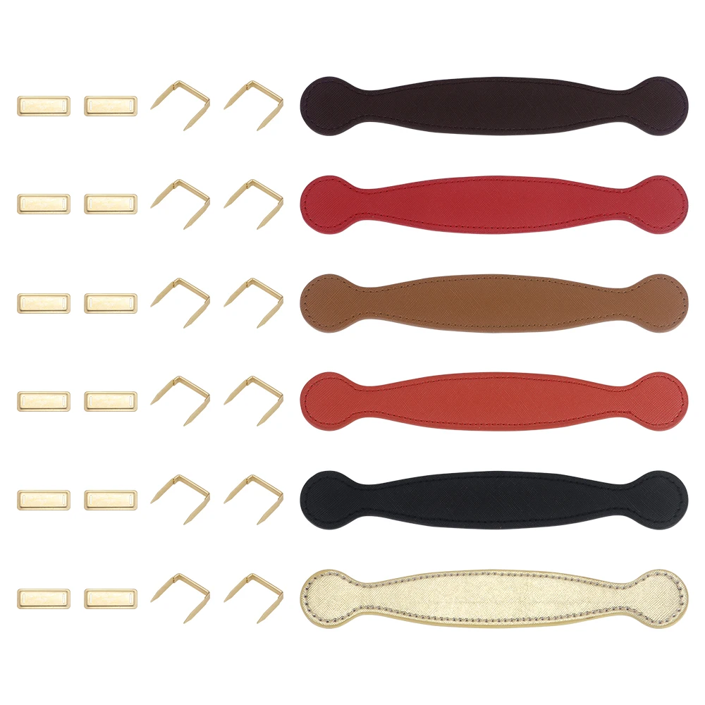 6pcs/set DIY Leather Handle Strap Ring with Hardware Material Accessories, Ideal for Making Luggage Bag Handle & Case Box Handle