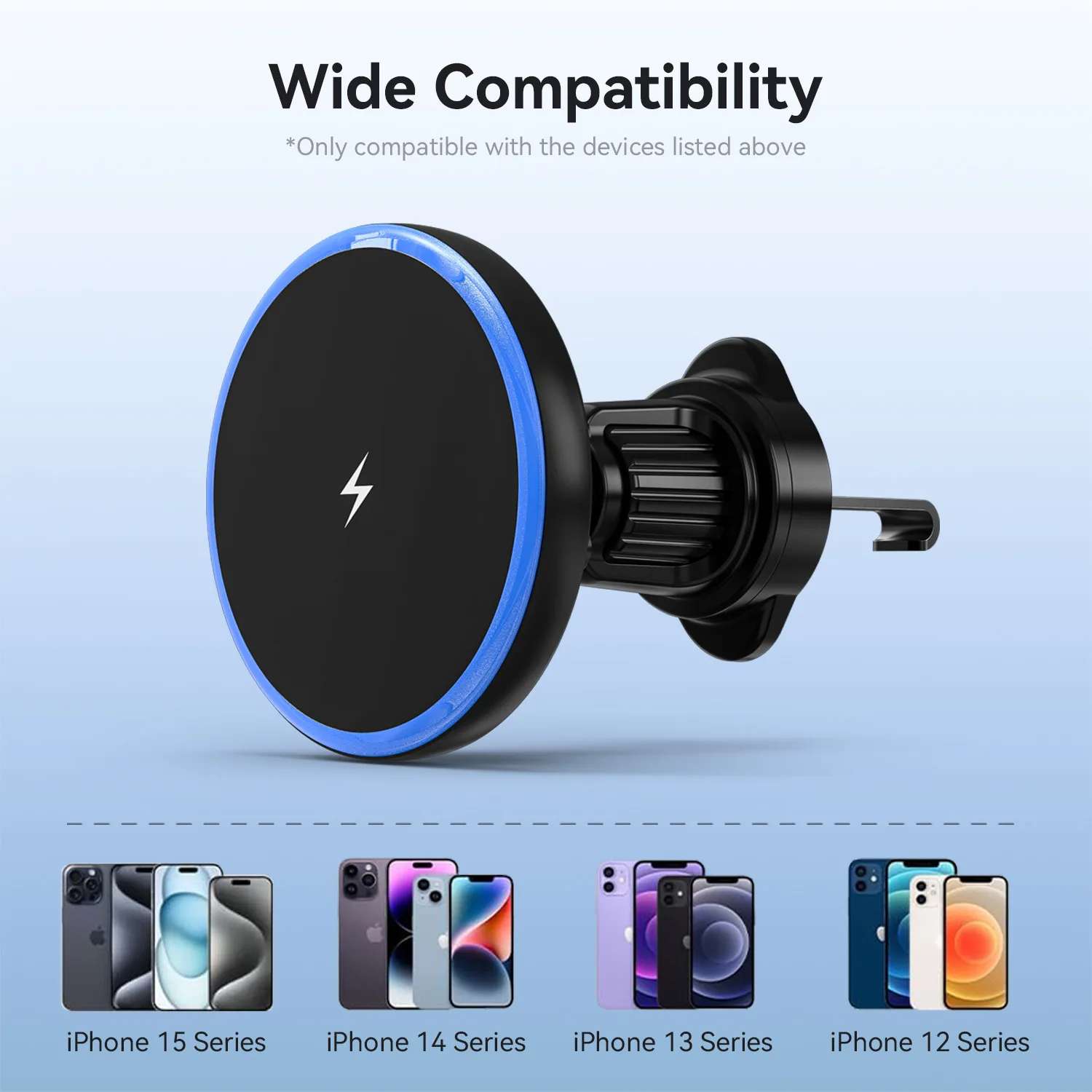 15W car magnetic wireless charger car navigation mobile phone holder view 2
