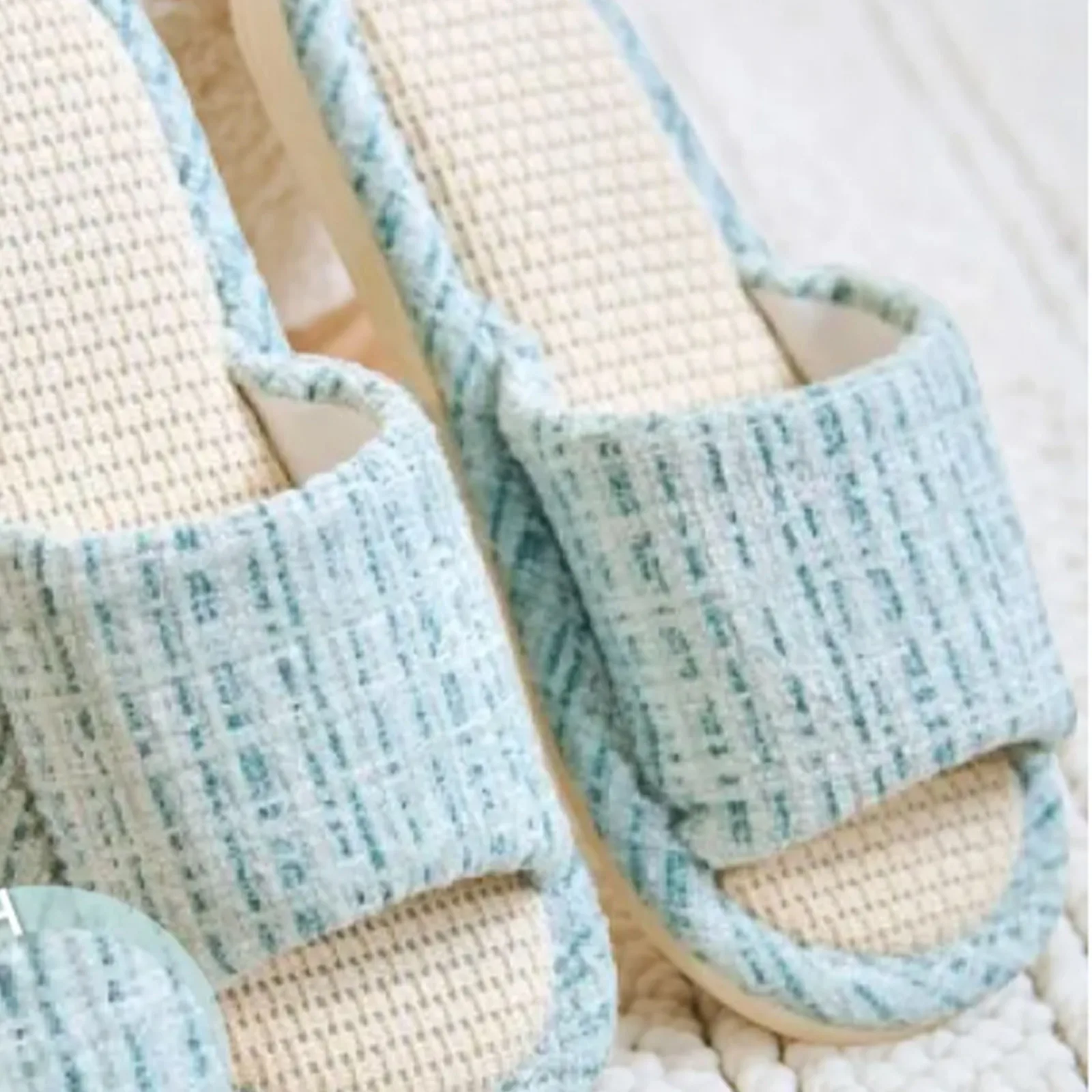 Linen Slippers Indoor Home Breathable Women Men Slides Linen Couples Anti-slip Shoes Beach Sandals Shoes Comfortable Flats