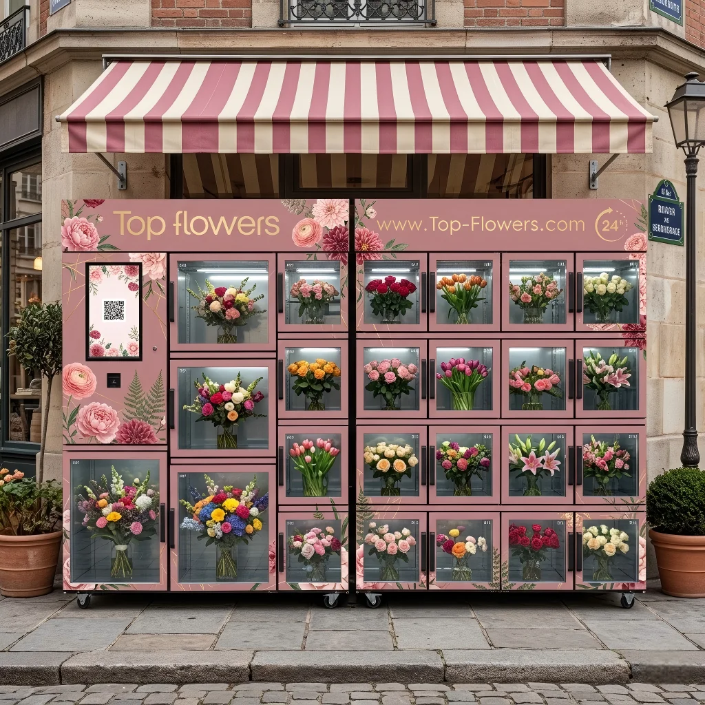 Flower Vending Machine, Multifunctional Refrigerated Self-service Equipment for Florist Store Operation Customized