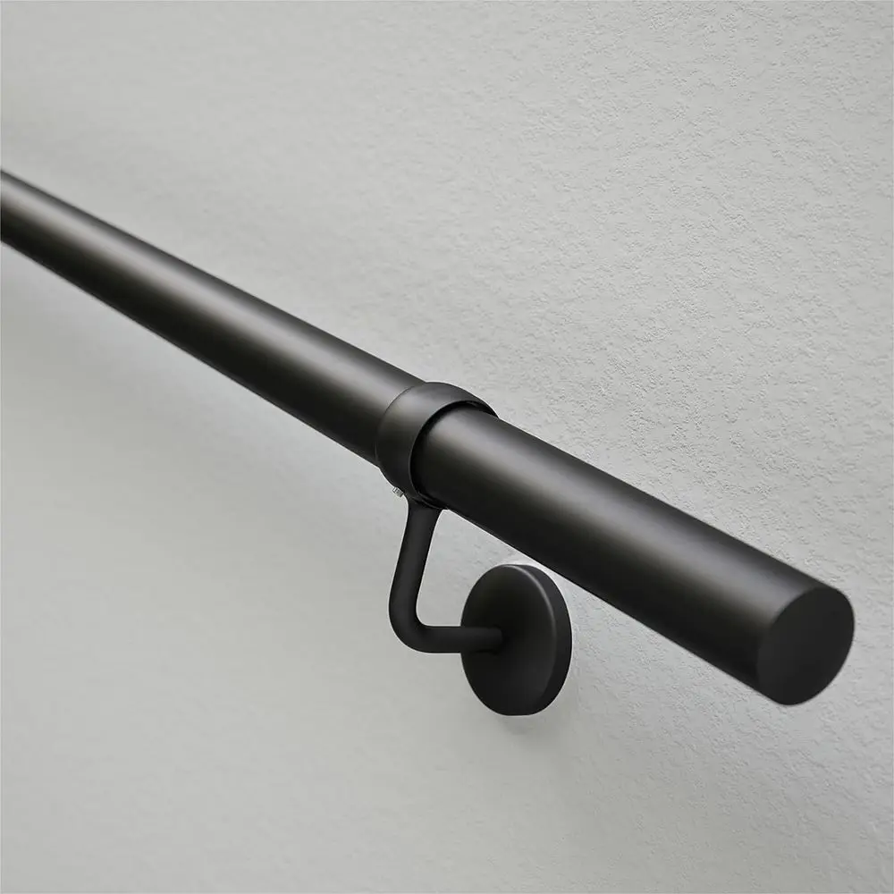 

Industrial Staircase Handrails Wall Mount, 1.6 Round Sturdy Pipe, Matt Black Powder Coat Railing for Steps