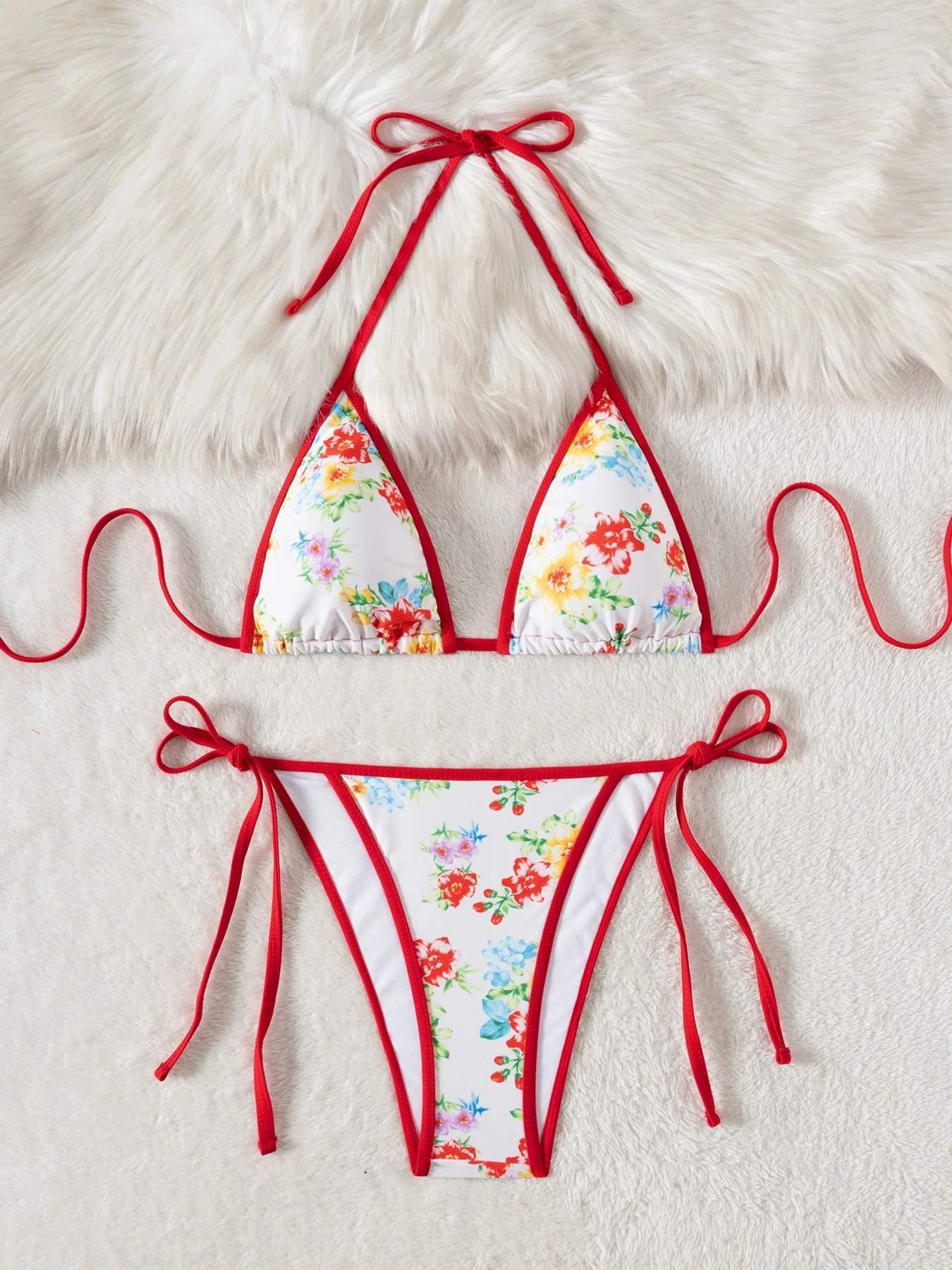 DEKA col licou ensemble de Bikini fleuri motif Triangle tasse maillot de bain fendu été Cool maillots de bain confortable
