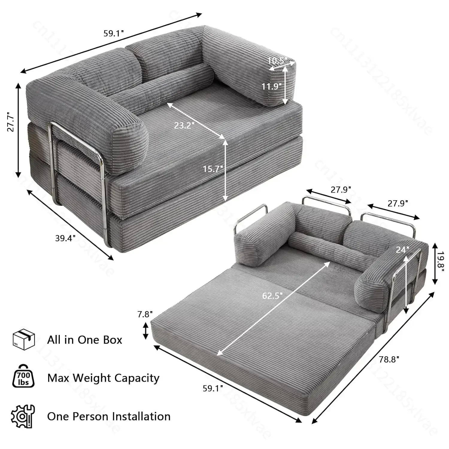 5-in-1 Convertible Sleeper Sofa Bed 79