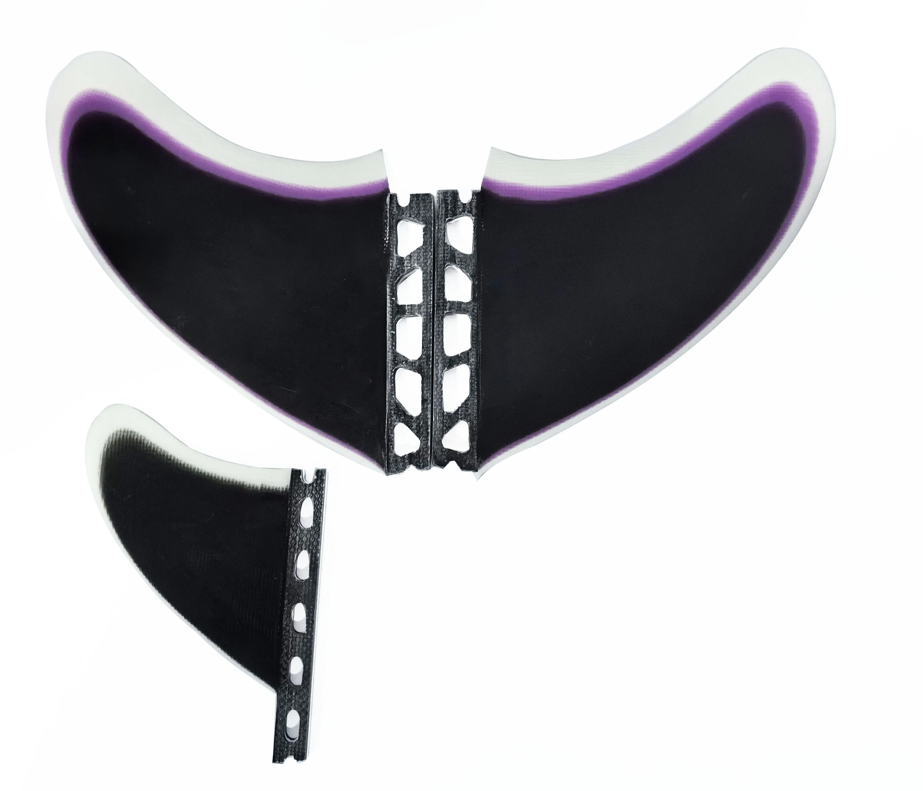 ใหม่ FUTURE MR TWIN FINS กระดานโต้คลื่นครีบเดี่ยวไฟเบอร์กลาสสีดําสีม่วง Spliced สีขาวออกแบบใหม่คุณภาพสูง Triple Surf Fins Sys