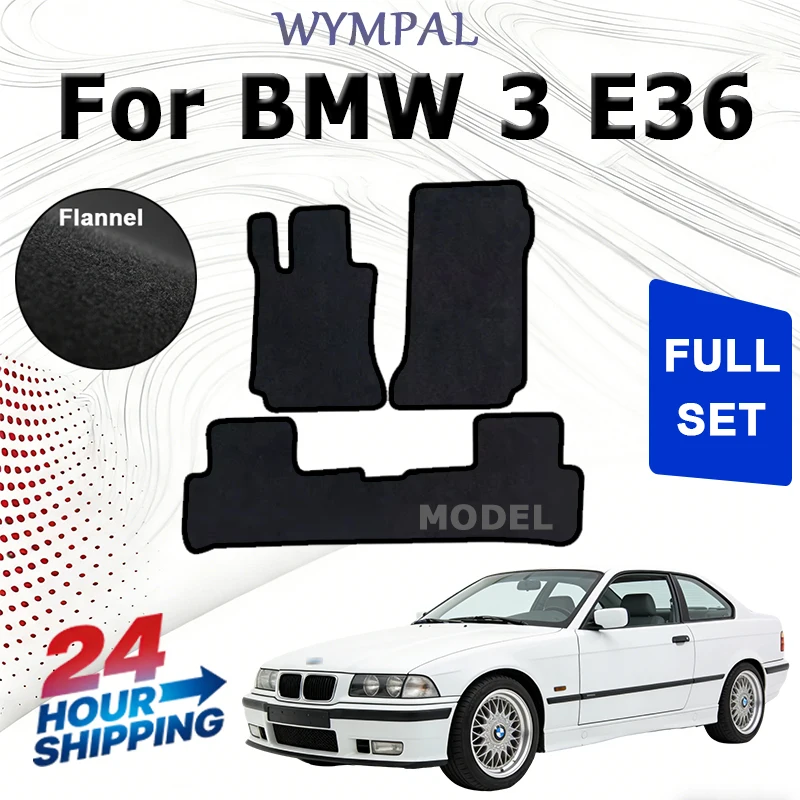 Nylon Car velour front rugs for BMW 3 E36 Compact Coupe Sedan station wagon touring (1991-2000) -Black