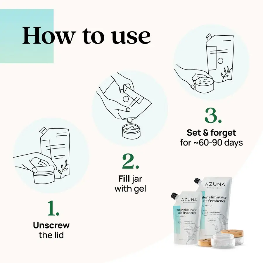 Ambientador e eliminador de odores para gel de odor forte, bolsa de recarga de 24 onças com óleo de árvore de chá, amplificador baseado em plantas, animais de estimação de longa duração, fumaça