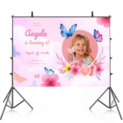 My First Communion Backdrop For Baby Girl Baptism Photography Butterflies Pink Flower Background For Photo Studio Add Photo