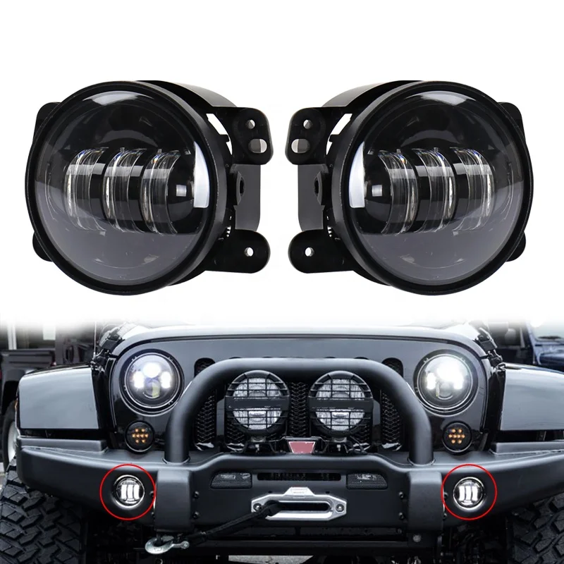 OVOVS 4-Inch 30W LED Fog Lights IP67 Waterproof 12V White Front Bumper Off Road Fog Lamp for Jeep Wrangler TJ JK JKU 1997-2017
