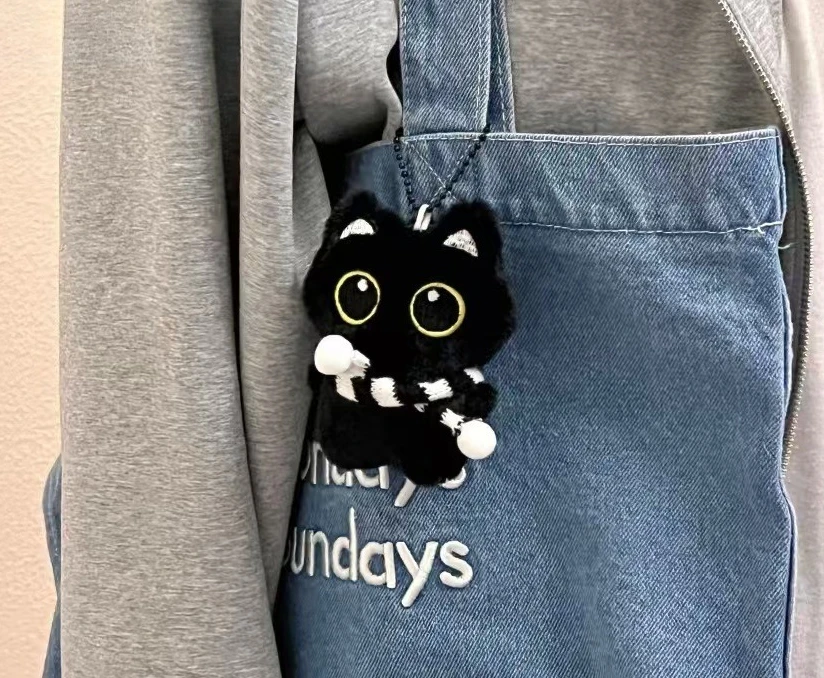 かわいい漫画の黒猫キーホルダー インス 韓国スタイルの荷物ペンダント 男の子と女の子への誕生日プレゼント