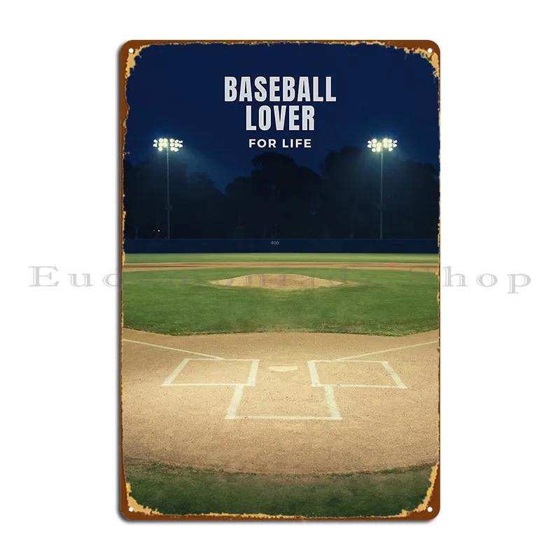 Baseball Field And Lights On With Quote For Baseball Fans Metal Sign Garage Party Printing Cinema Kitchen Tin Sign Poster