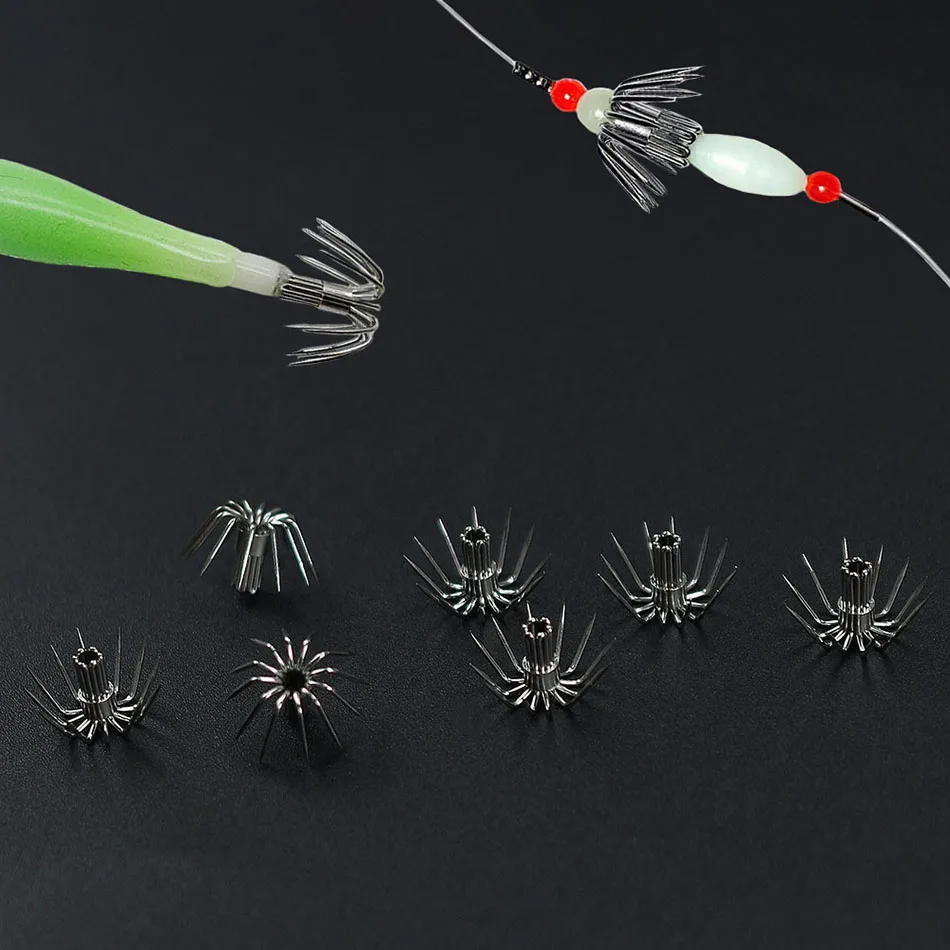 100 Stück Edelstahl-Tintenfisch-Regenschirmhaken, Sepiablankenhaken, Angelzubehör für Oktopus-Köder und Bootsangeln – Detail 6