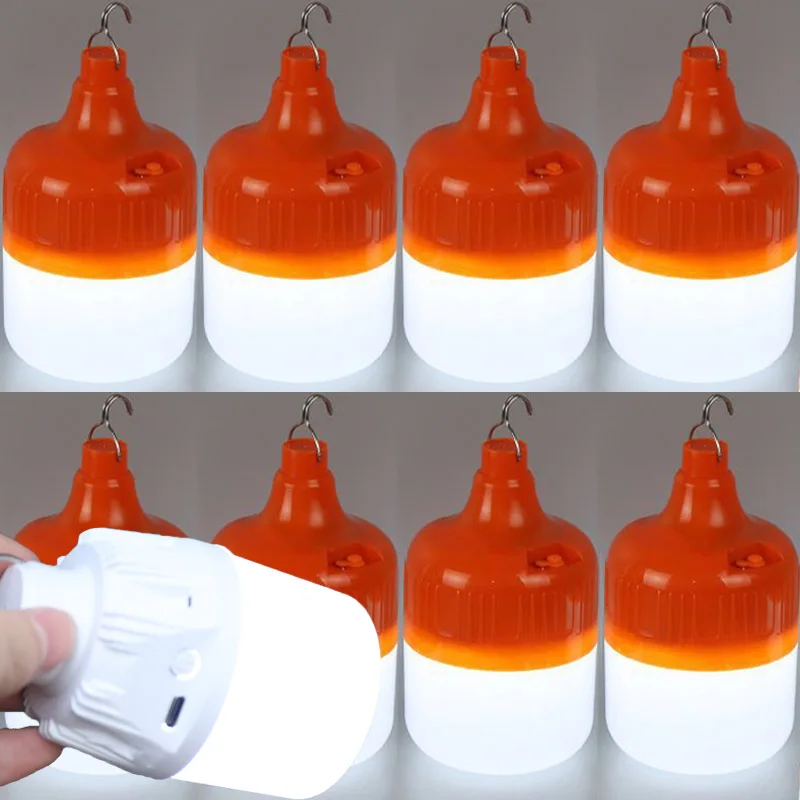 Outdoor LED Lantern Night Lights Portable Electric Lamp Camping BBQ Tent Battery Bulb USB Rechargeable Emergency Search Lighting