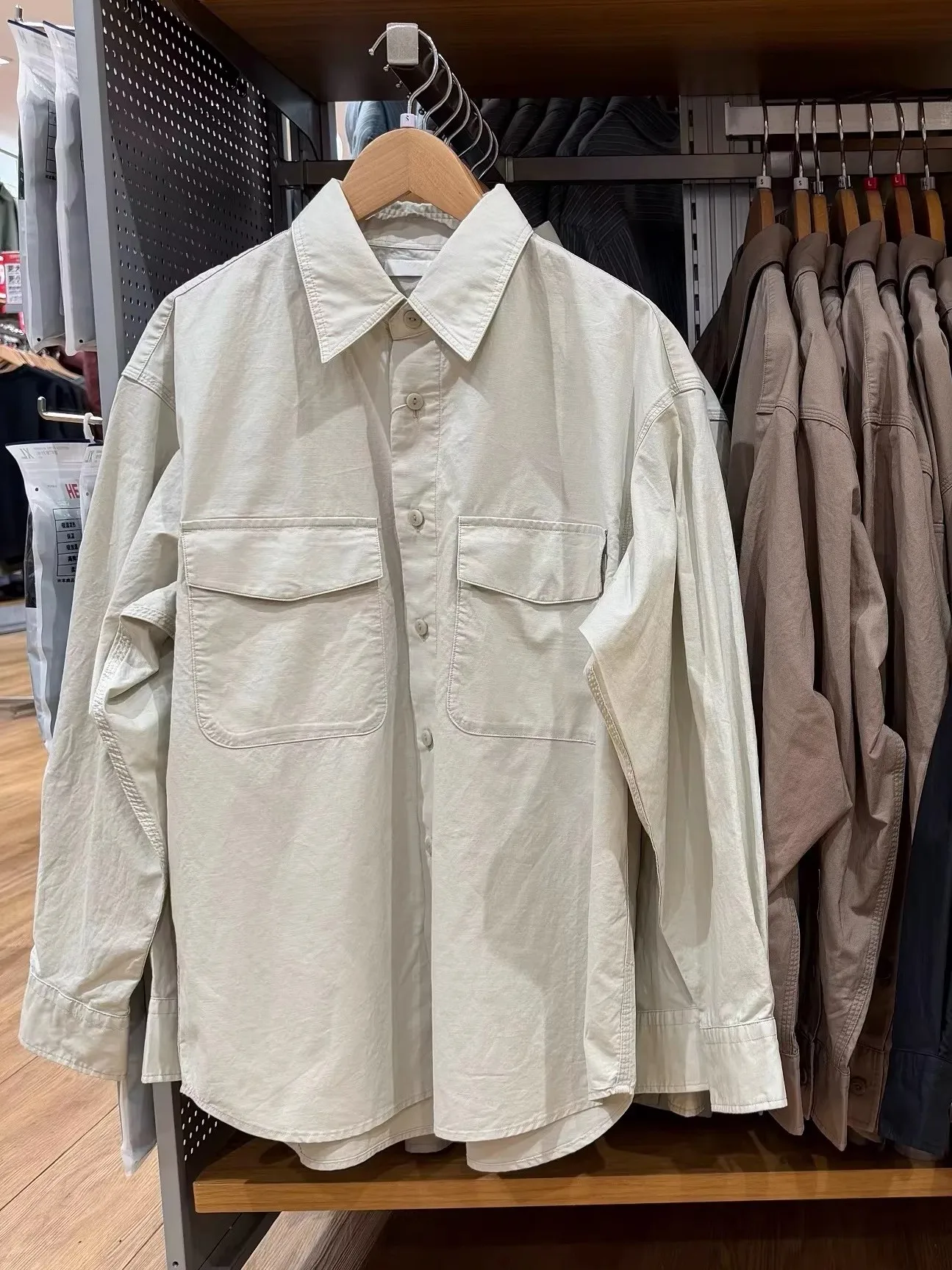 

Spring Collaboration Loose Long Sleeve Shirt Unisex Pure Color Workwear Lightweight Outerwear Comfortable Breathable Casual S...