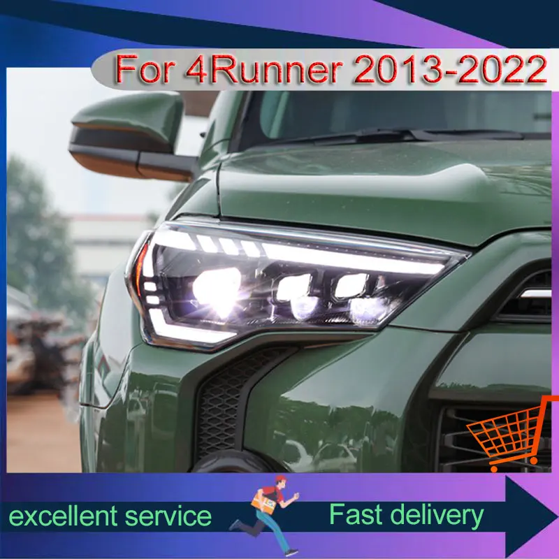 

Car Styling For Toyota 14-21 4Runner Headlights Upgrade DRL Front Lamp Dynamic Turn Signal LED Projector Lens Auto Accessories