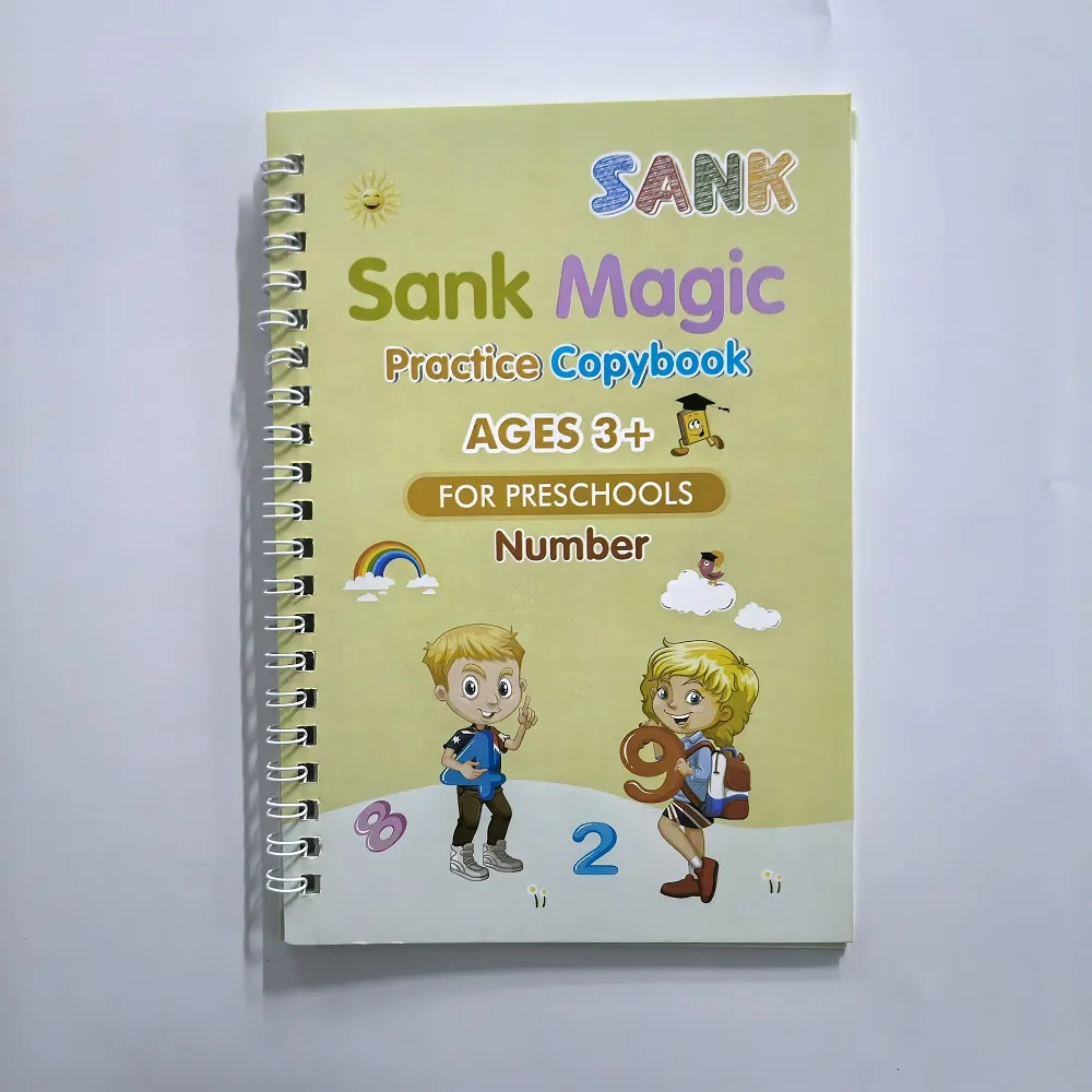 1 Set Reusable Learning Math English 3D Calligraphy Book Drawing Copybook Numbers Education for Kids Letter Practice Gifts