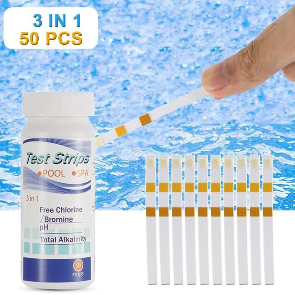 

3 In 1 ph Test Strips Chlorine Dip Hot Tub Pool Test Strips Hot Strips 50 Pool Test Strips Water Swimming Testing Test Strip