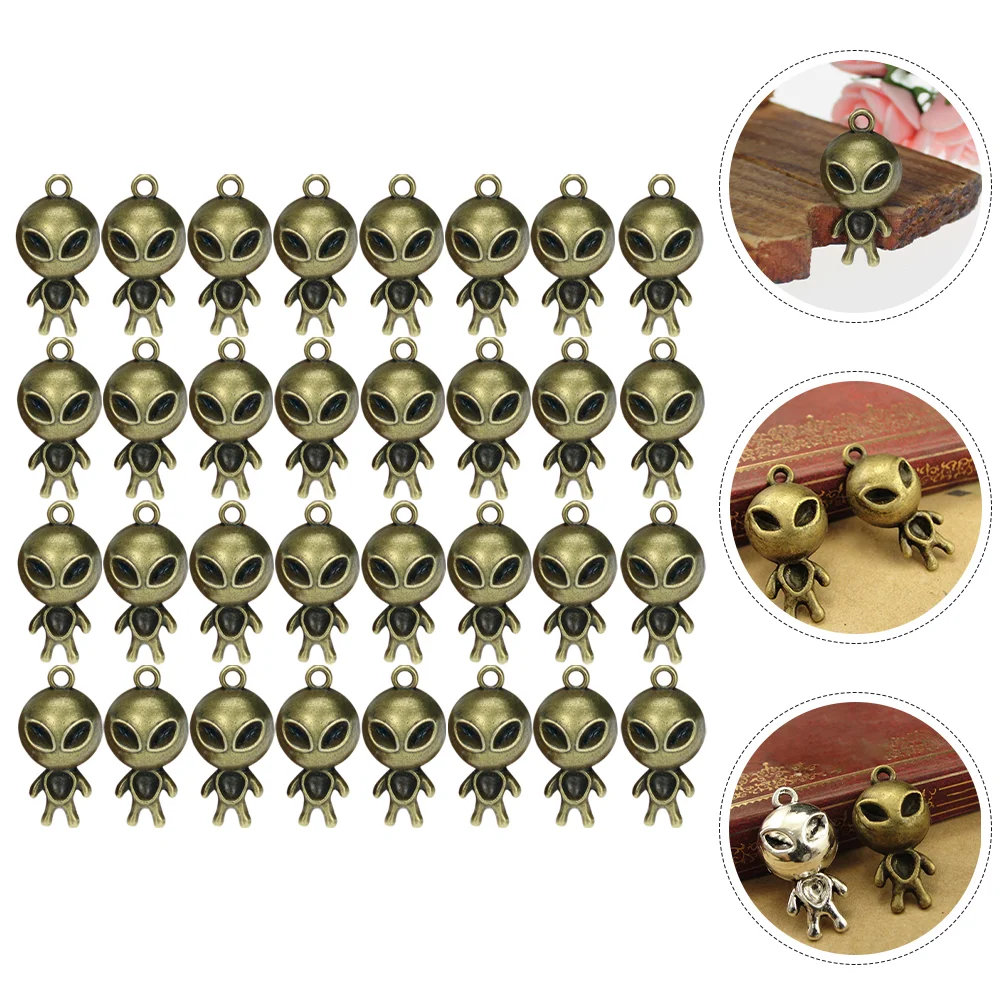 

Vintage Necklace Pendant Alien Charms Pendants Decors Decorative DIY Accessories Elements Earrings Alloy