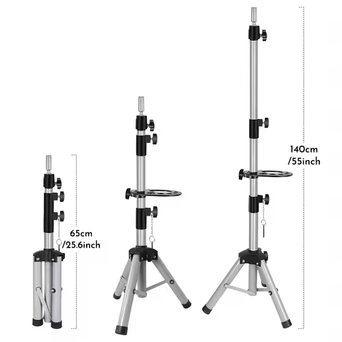 55Inch Mannequin Head Stand Adjustable Heavy Duty Wig Stand Tripod For Cosmetology Hairdressing Training Head Stand With Tray - Image 2