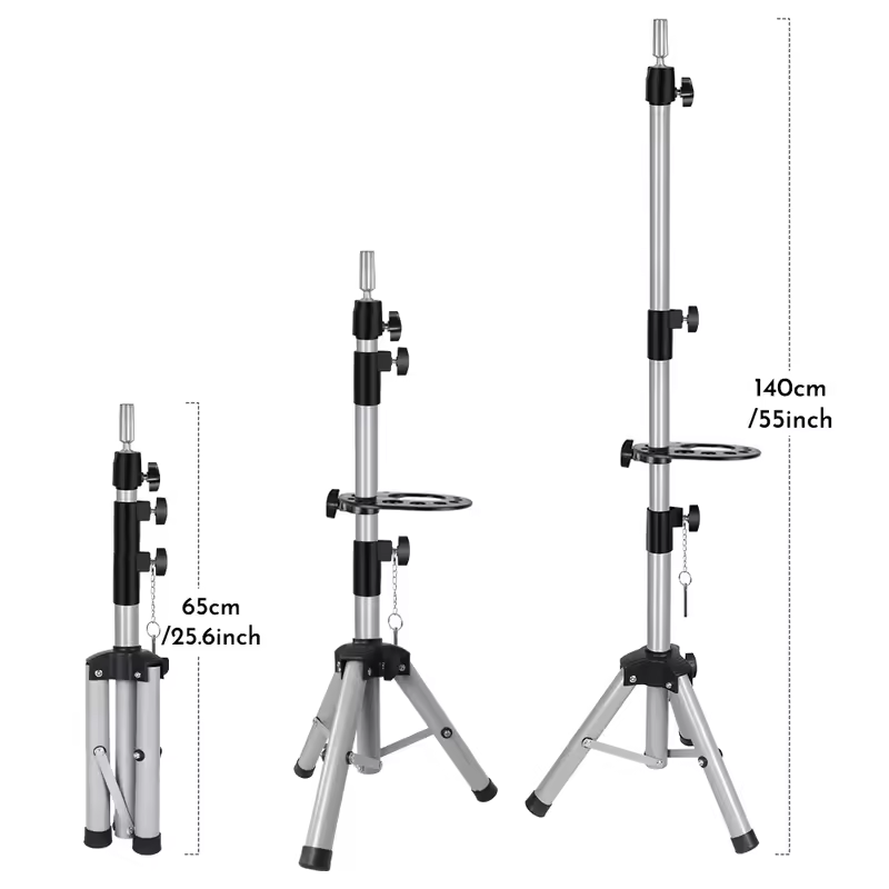 55Inch Mannequin Head Stand Adjustable Heavy Duty Wig Stand Tripod For Cosmetology Hairdressing Training Head Stand With Tray - Image 2