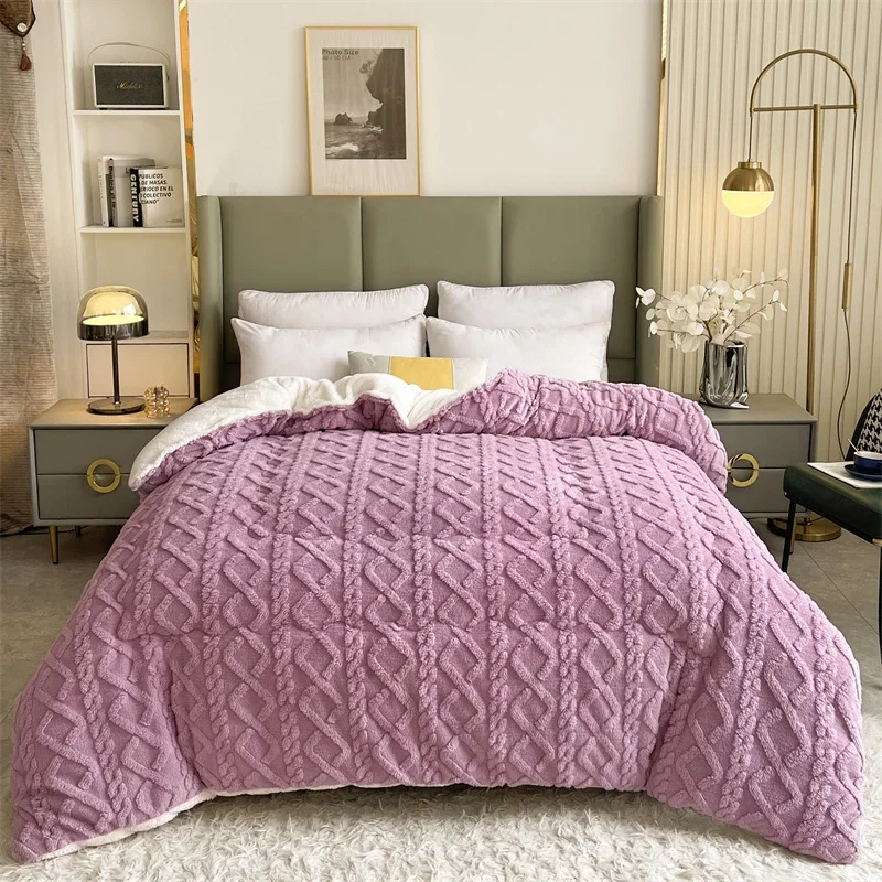 

New Super Thick Winter Warm Blanket for Bed Artificial Lamb Cashmere Weighted Blankets Soft Comfortable Warmth Quilt Comforter