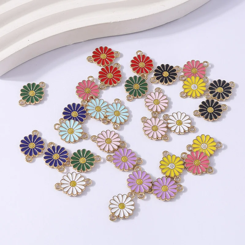 

Duarte 20Pcs/Lot Fashion Colorful Enamel Flower Charms Connectors for Jewelry Making DIY Bracelets Necklaces Handmade Craft Gift