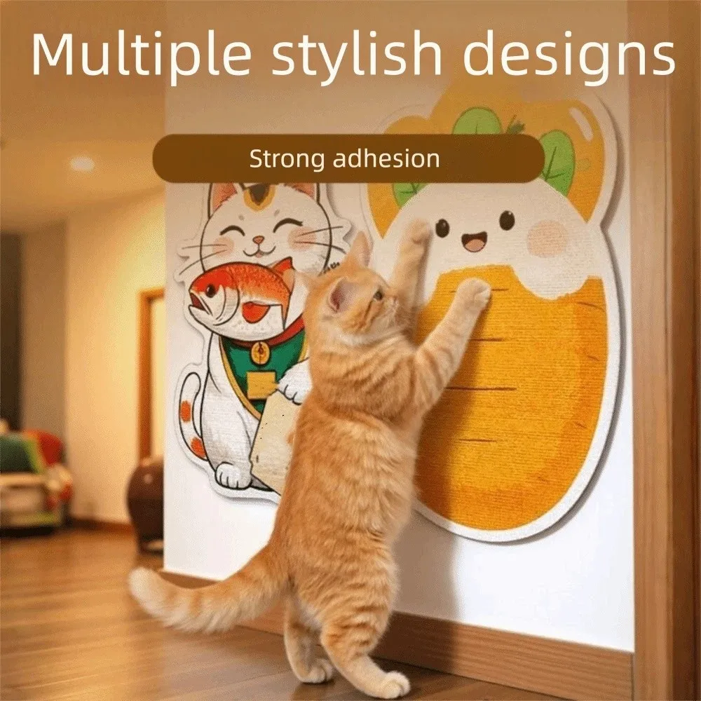 

Self-adhesive Cat Scratching Mat Cartoon Pattern Non Shedding Cat Scratch Pad Carrot Shape Wear-resistant Vertical Scratch Board