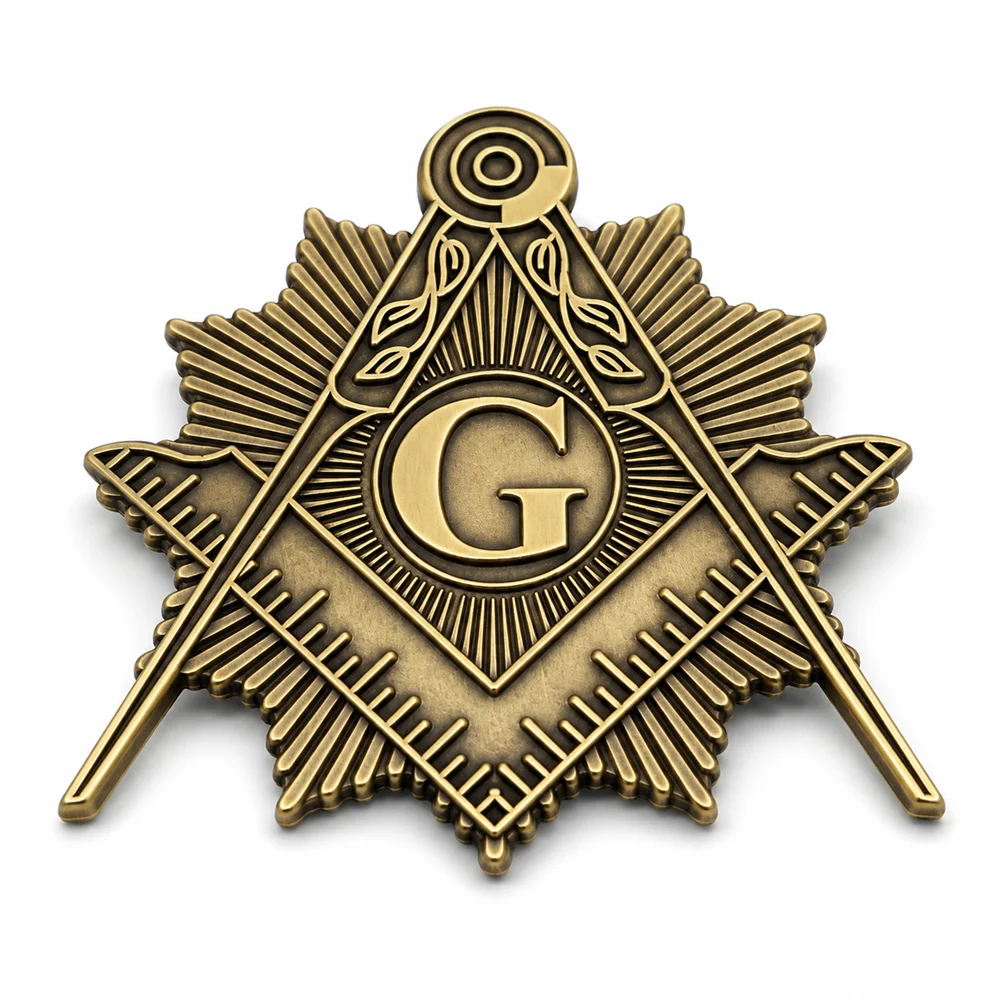 Vintage Masonic Car Emblem Antique Gold Square Compass Letter G Badge Auto Rear Window Sticker Freemason Car Styling Accessories