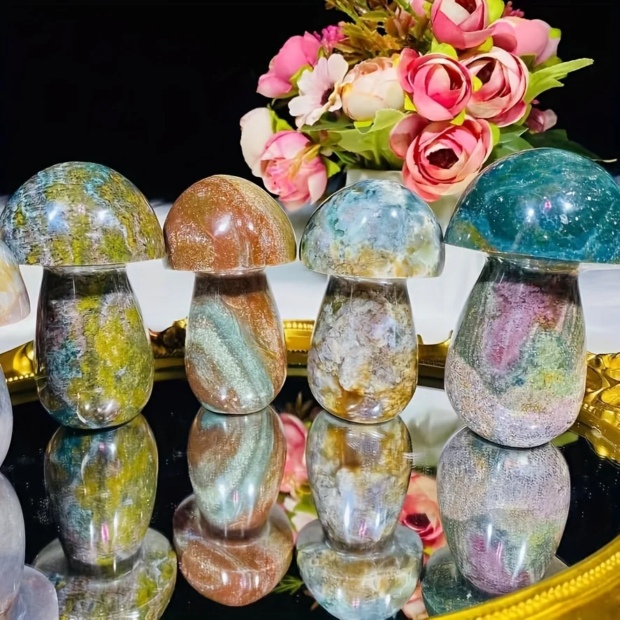 فطر اليشم البحري الطبيعي، حجر مصقول، حجر النخيل، كريستال، حشو خزان الأسماك. #6