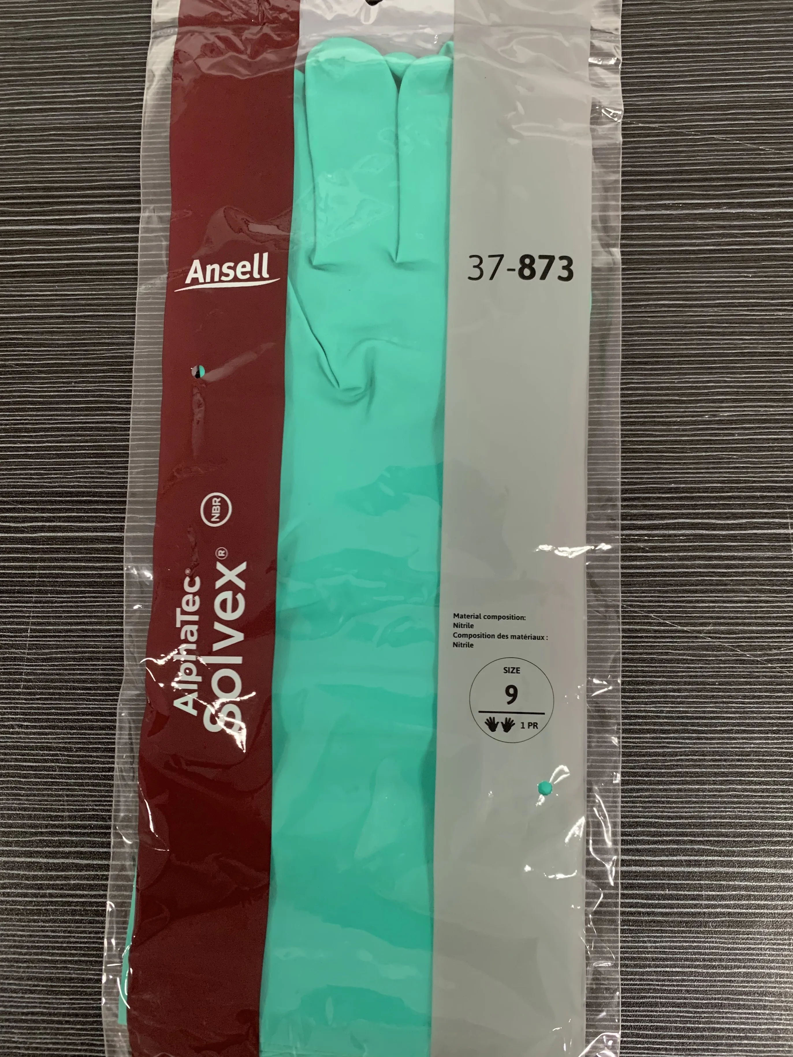 Ansell AlphaTec® Solvex® 37-873 (1 pair)  Tough, comfortable nitrile glove for chemical and liquid protection