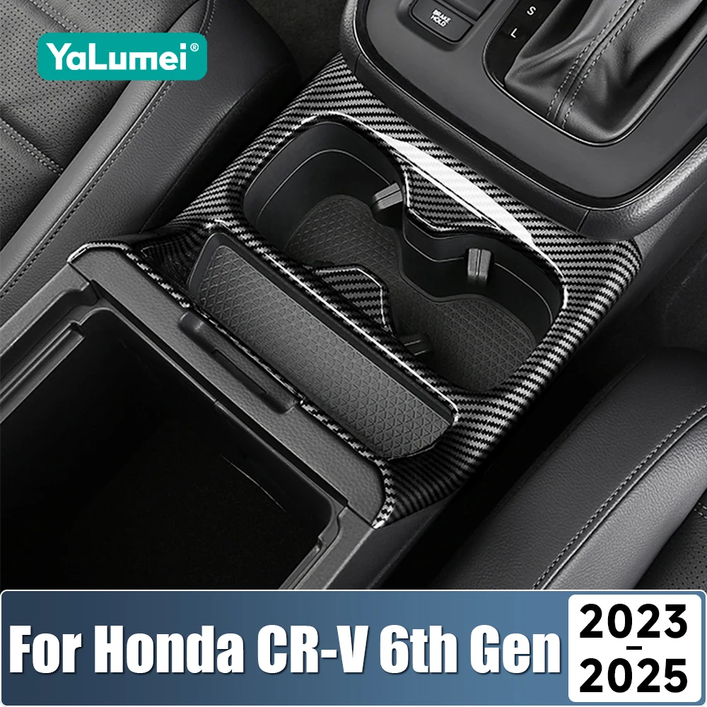 For Honda CR-V CRV 6th Gen 2023 2024 2025 Hybrid ABS Car Front Water Cup Holder Frame Cover Trim Sticker Decorative Accessories