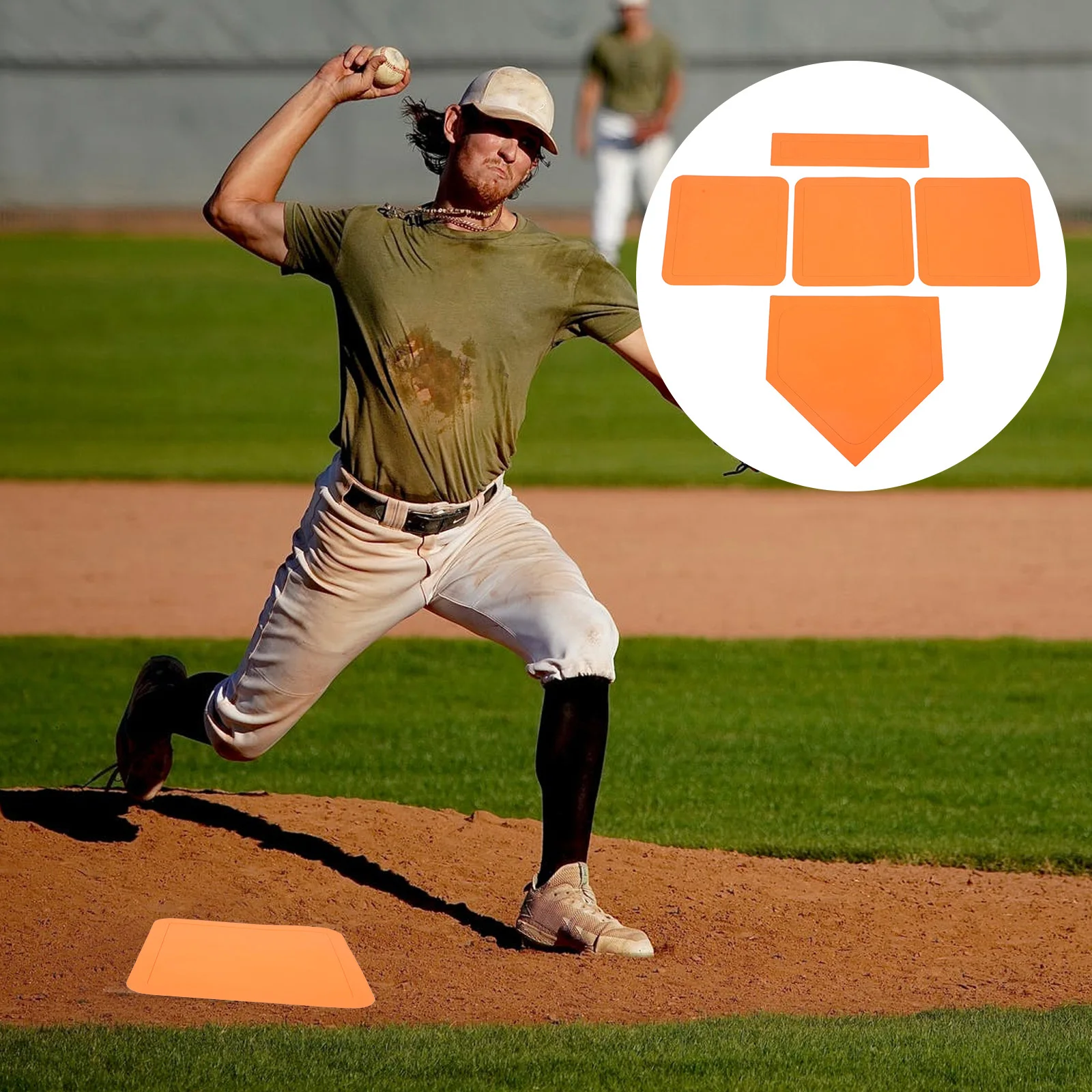 

5Pcs Rubber Baseball Softball Bases Thickened Home Plate Pitching Mat Durable Waterproof for Indoor Outdoor Training Games