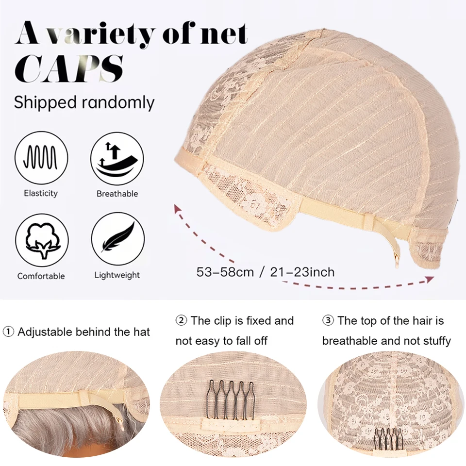 رمادي اللون عابث قصيرة مستقيمة الطبقات البرازيلي باروكة من شعر طبيعي للنساء 6 بوصة آلة صنع غطاء شبكي وردي لا ذرف شعر مستعار #4