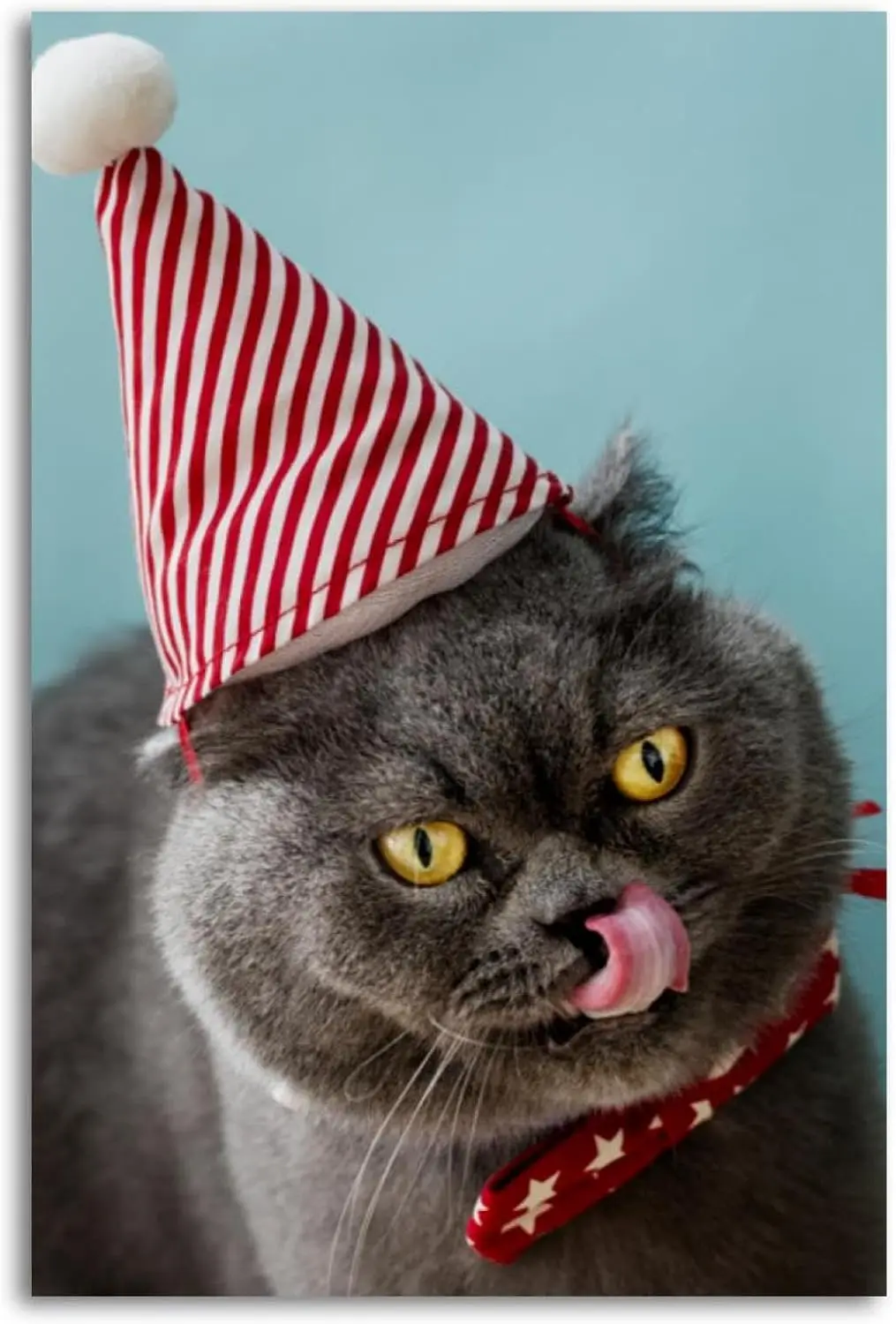 Metal Tin Signs Cat Wearing Red Bow Celebratingchristmas Sign Vintage Wall Decor Tin Sign Plaque for Home Cafes Office Store Pub