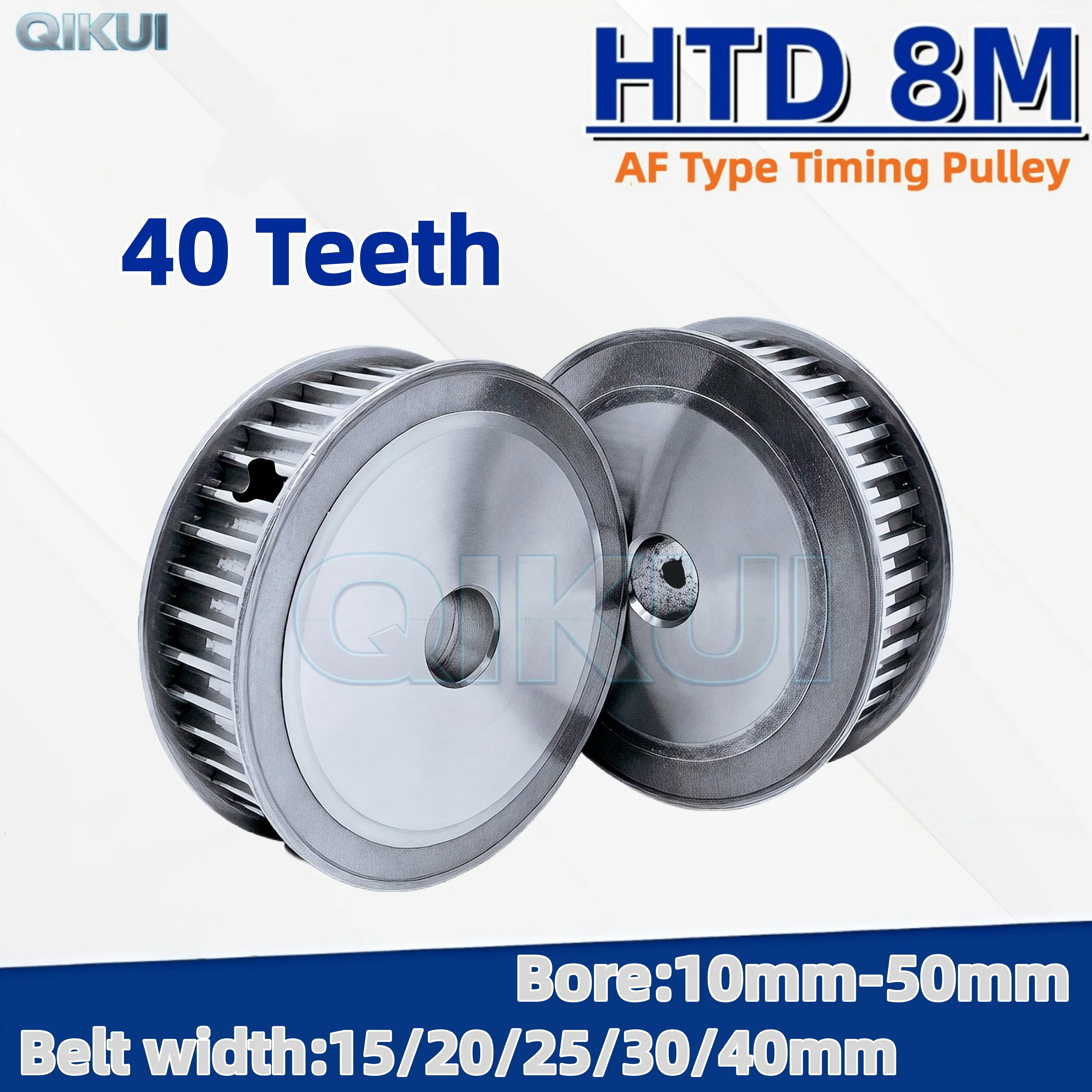 HTD 8M 40Teeth Timing Pulley 8M-40T AF Synchronus Pulley Keyway Bore 10/19-50mm For Width 15/20/25/30mm 8M Timing Belt
