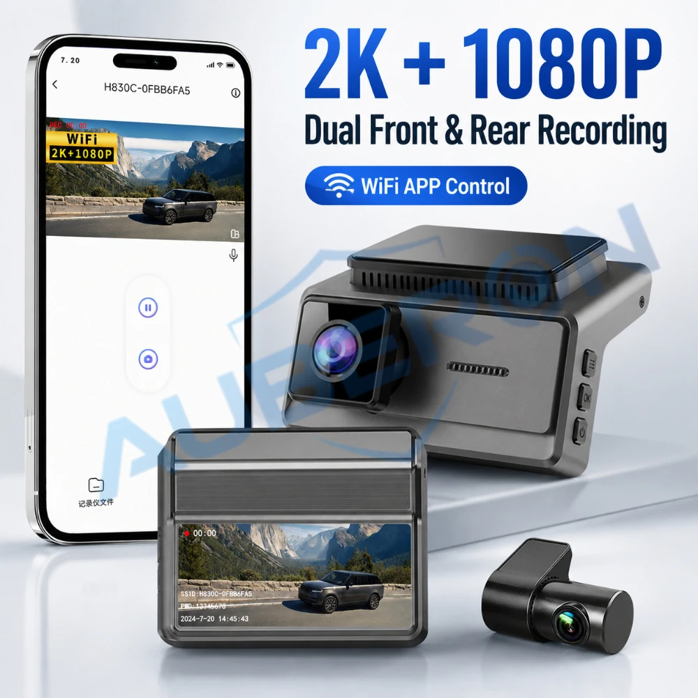 2K+1080P Dual Dash Camera for Car Front Rear View Recorder WiFi Car DVR Night Vision Car Video Recording G-Sensor Loop Recording