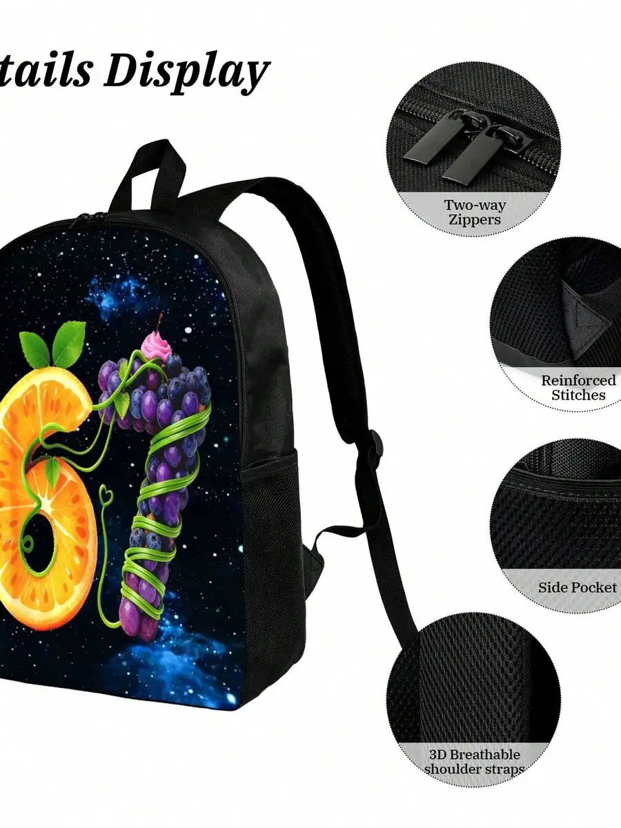 

Fruit Pattern Backpack With Two-Way Zippers Large Capacity For Commute Hiking