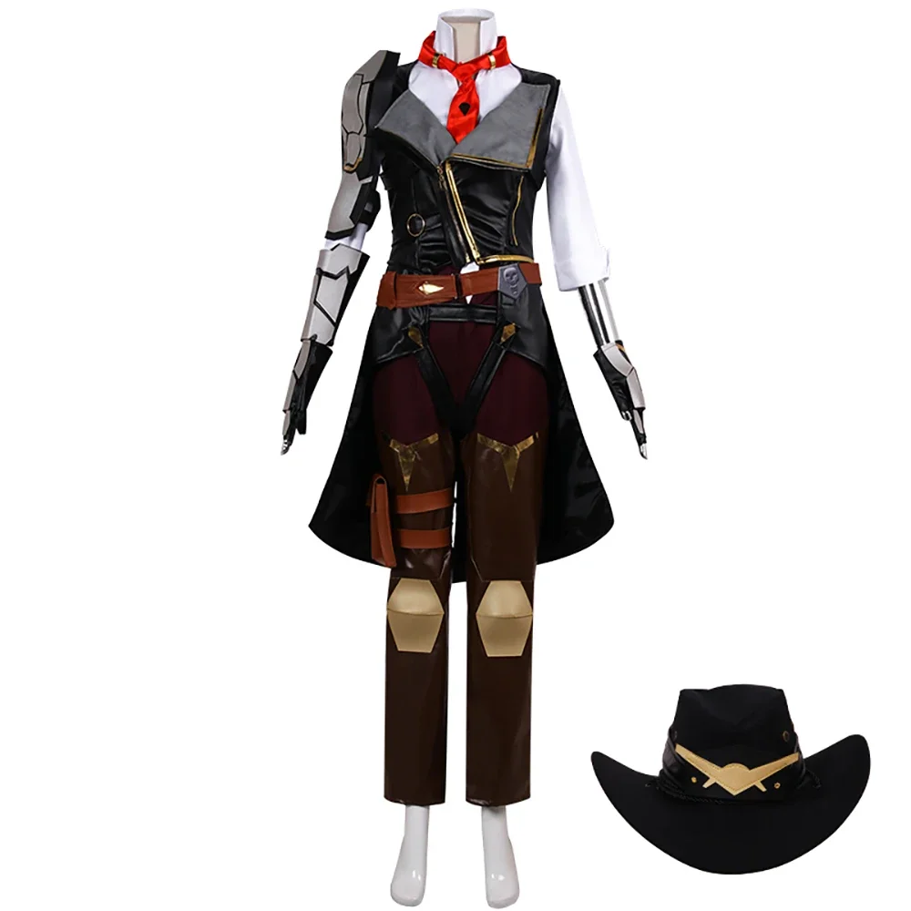 Ashe Cosplay Costume Game OW Ashe Outfit Hat Full Set Custom Made for Halloween Cosplay Accessories