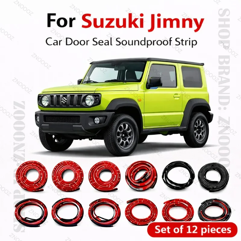 For Suzuki Jimny Car Door Seal Strip Rubber Double Layer Soundproof Dustproof Waterproof Door Weatherstrip 12PCS Set