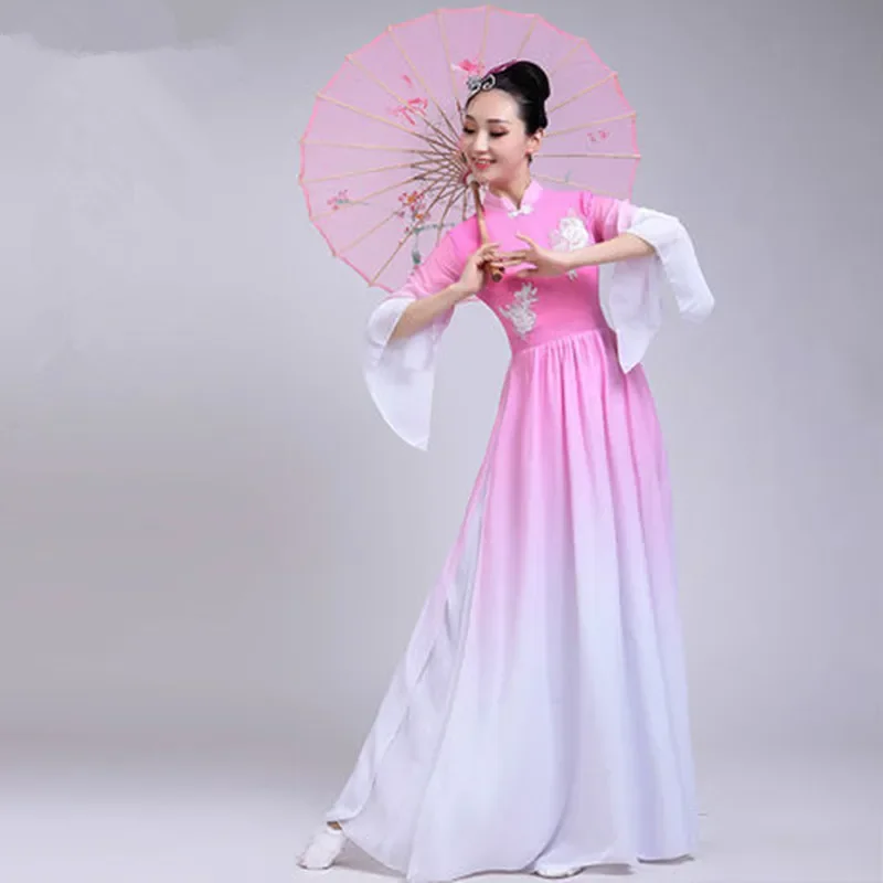 

Pink Chinese Classic Dance Dress For Women Festival Stage Performance Clothing Vintage Fan Dance