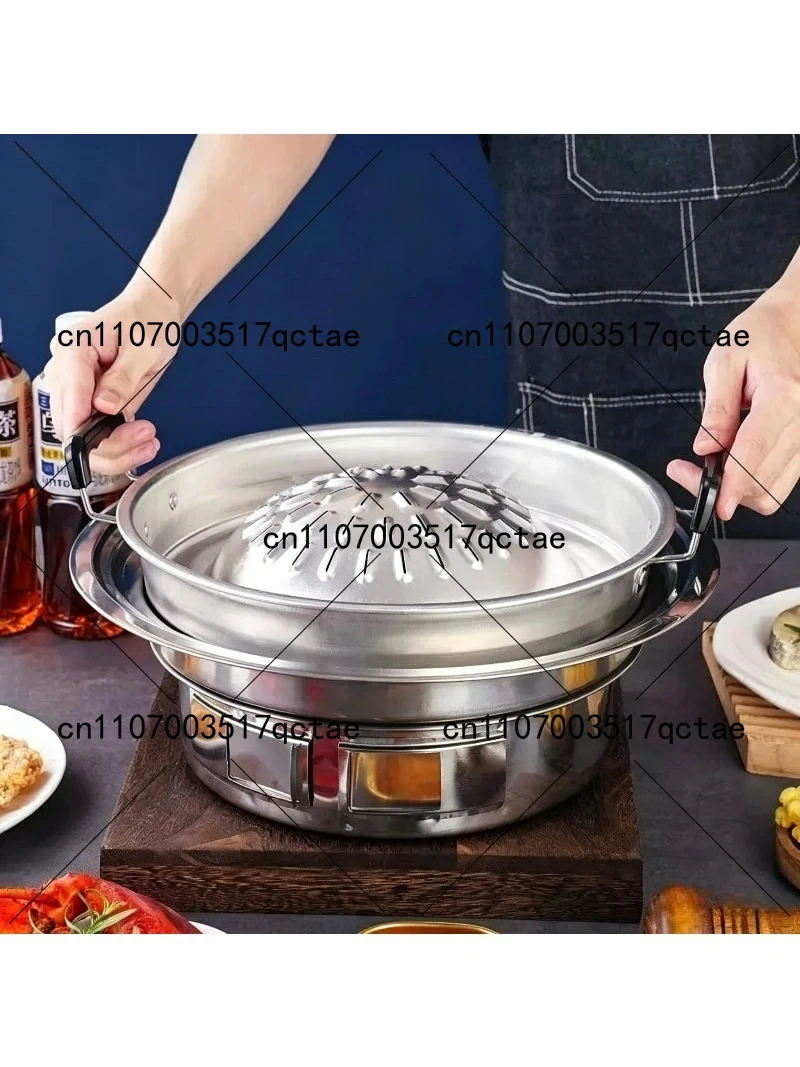 Round Thai BBQ Grill Pan 30cm 35cm Multi Function Outdoor Roasting Plate Portable Cooking Griddle Reusable