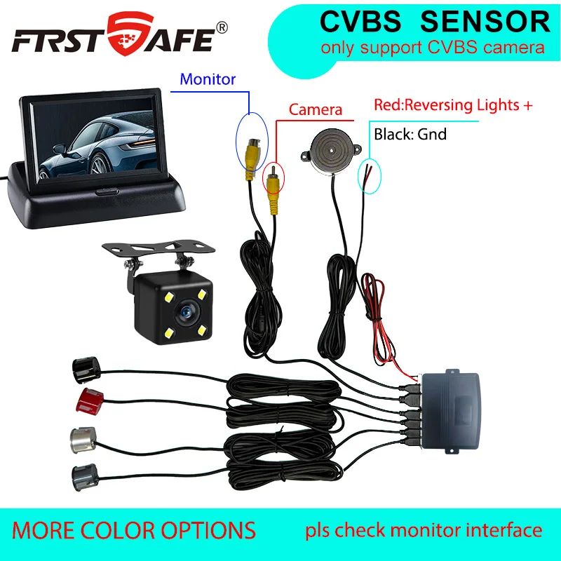 

CVBD 4.3-inch high-definition LCD digital folding desktop universal monitoring camera display reverse 4 probe buzzer alarm