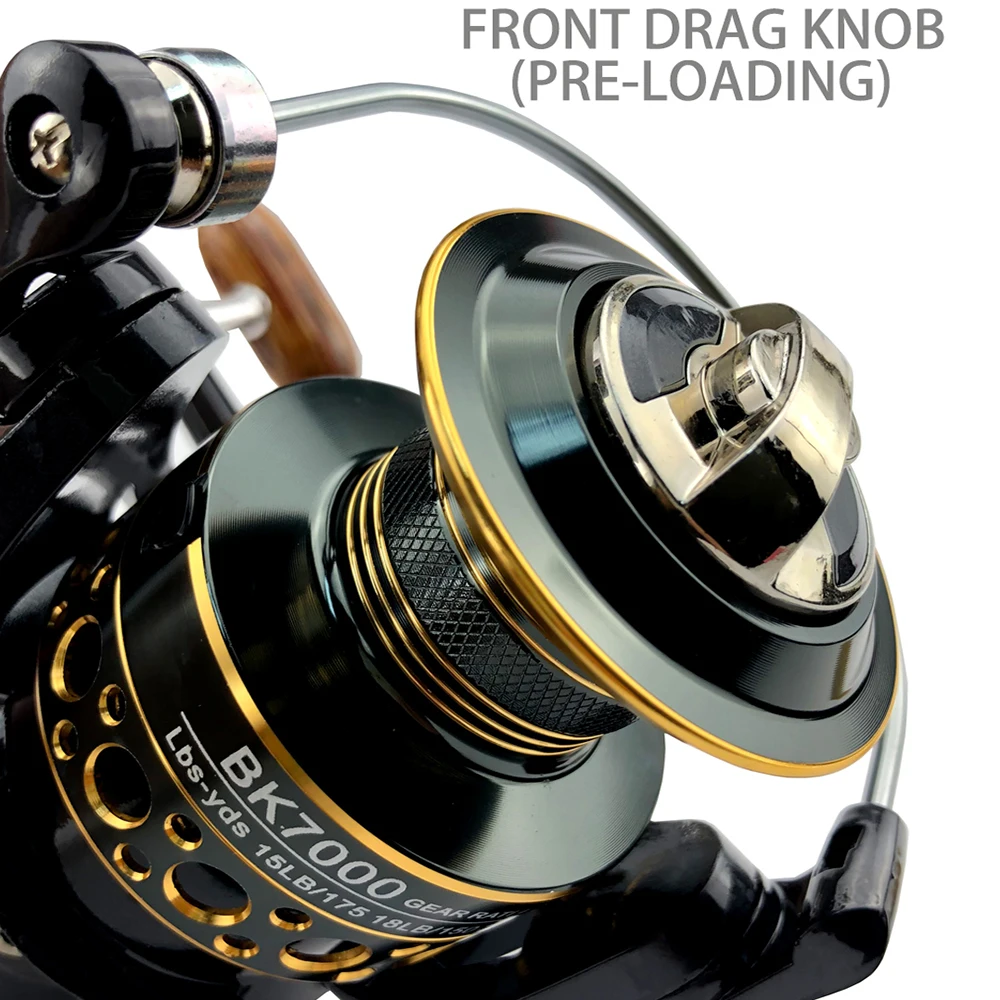 GHOTDA Ultralight Spinning Fishing Reel 2000-7000 Series Saltwater Jigging Wheel Left/Right Handle Max Drag 8KG for All Waters