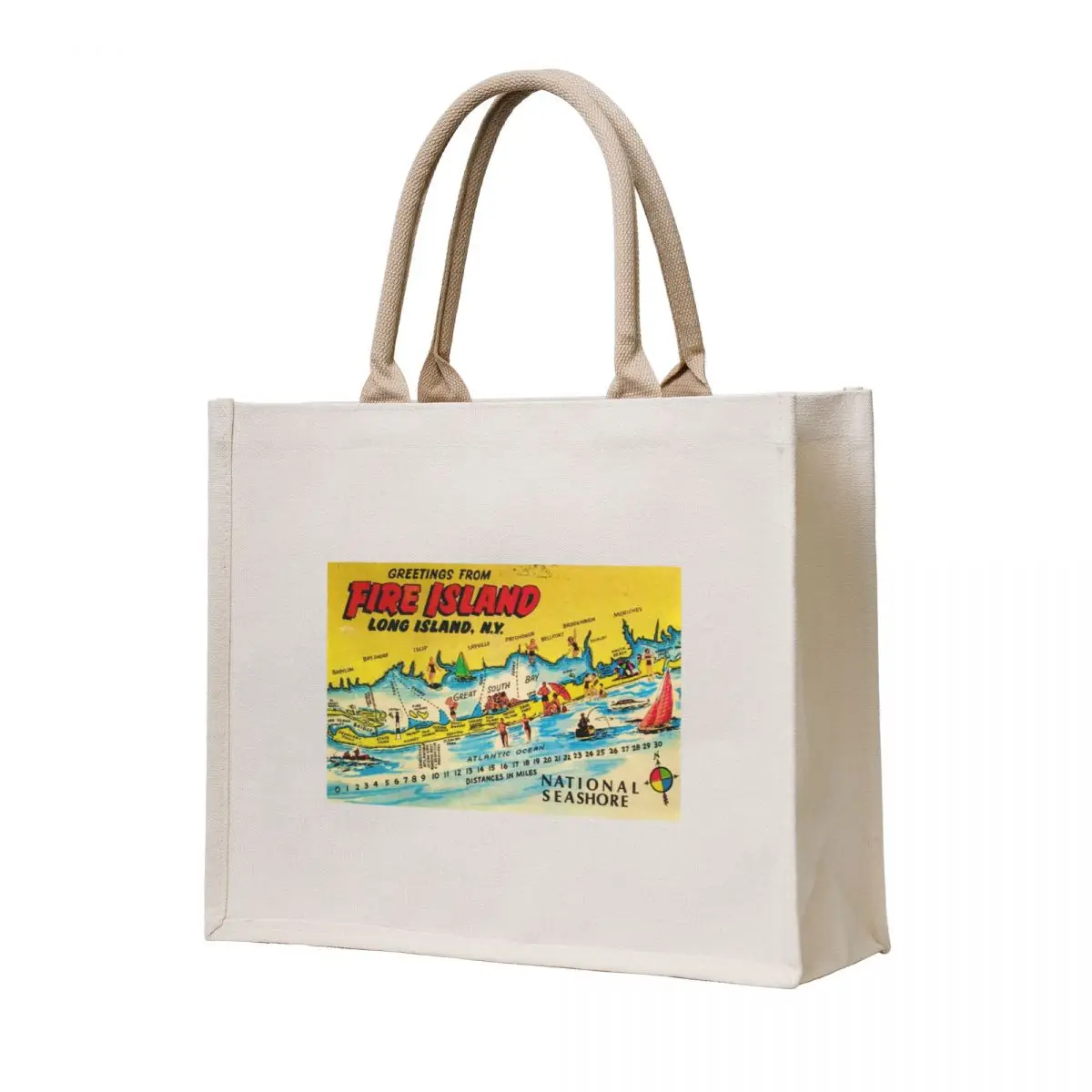

Greetings from Fire Island, NY (Postcard) Tote Bag canvas tote bags tote bag screen Canvas bag for women