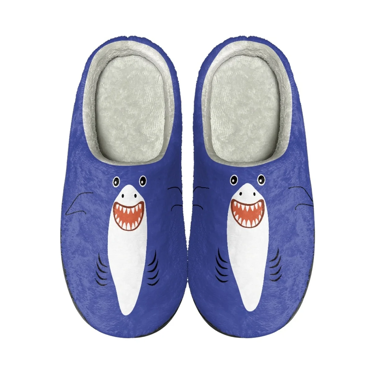 

Winter Warm Slippers Fierce Blue Cartoon Shark Pattern Indoor Slipeprs Comfortable Home Floor Shoes Indoor Slides for Women Men