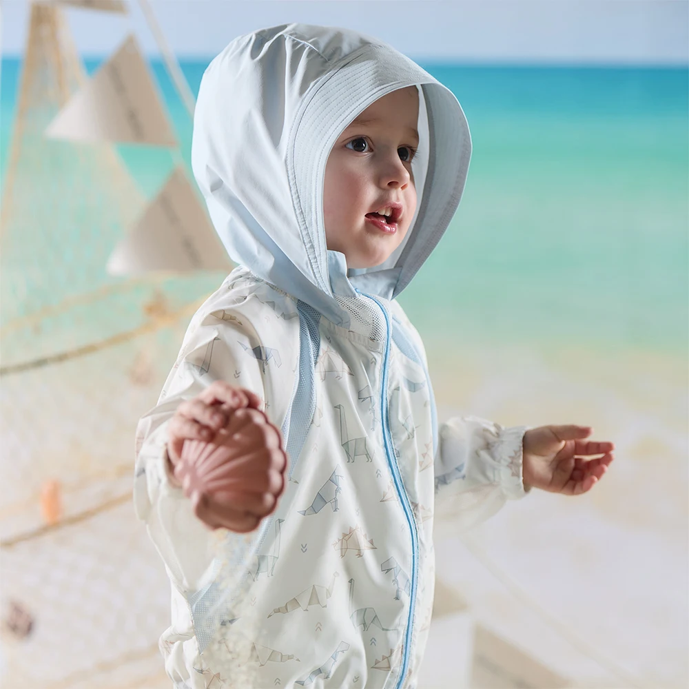 Dave Bella Boys Sunproof Jacket Summer Children Hoodie Coat Kids Clothing Cartoon Print Beach Cool Outdoor Outerwear DB2261307